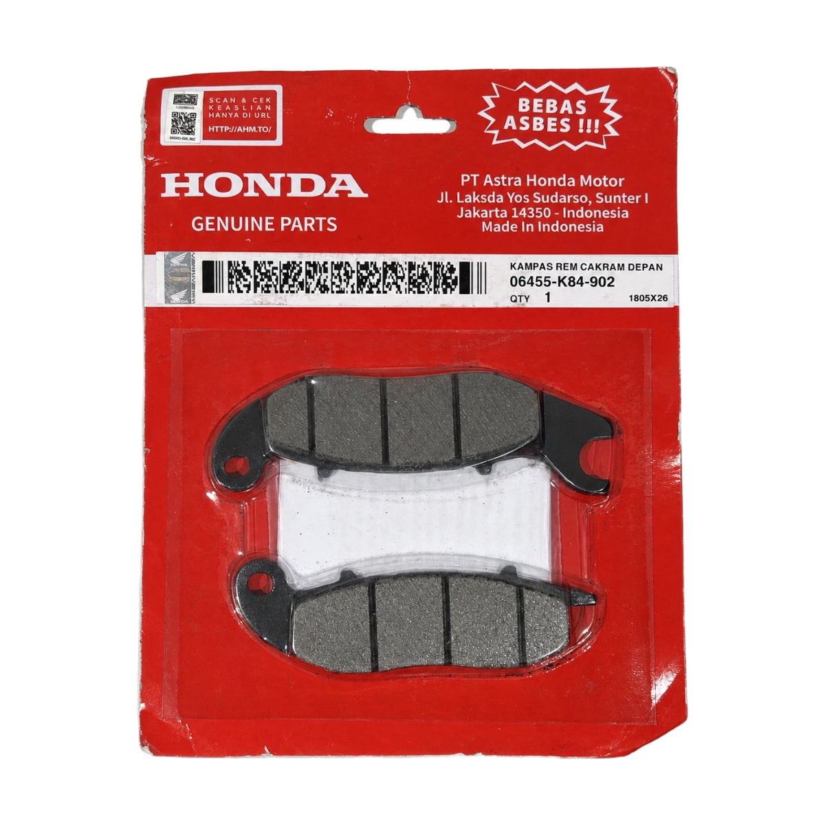 BRAKE PADS GENUINE HONDA - K84 (PCX 18-26) - (F)